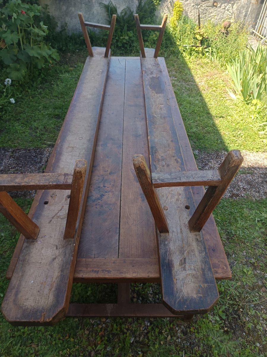 Large 2.68 M Farm Table With Benches From The Late 18th Century-photo-6