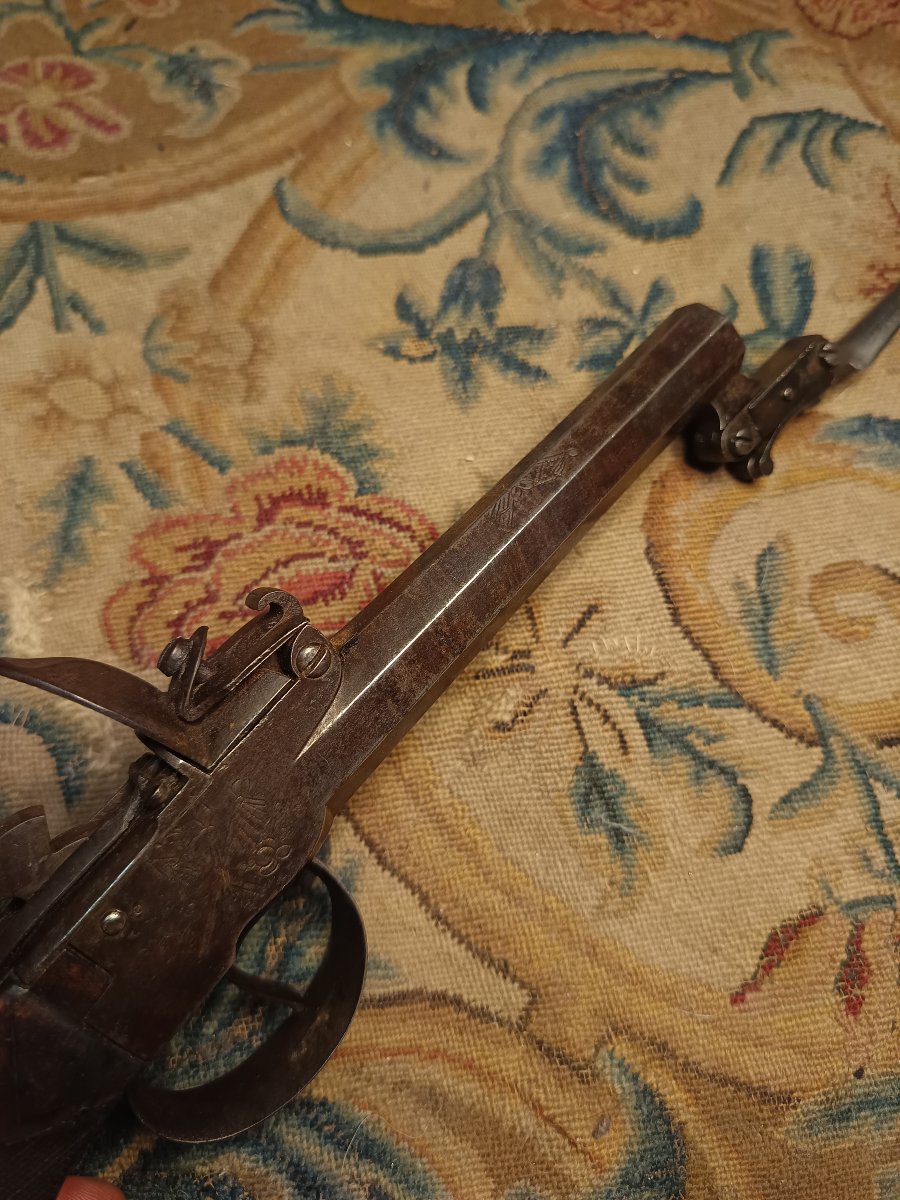 Chamber-type Flintlock Pistol With Retractable Bayonet, England, Late 18th Century -photo-7