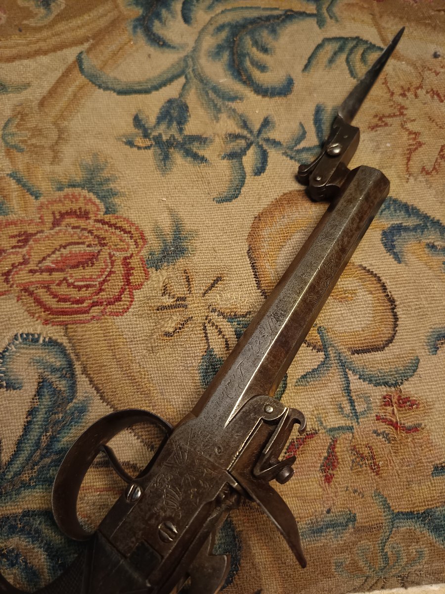 Chamber-type Flintlock Pistol With Retractable Bayonet, England, Late 18th Century -photo-8