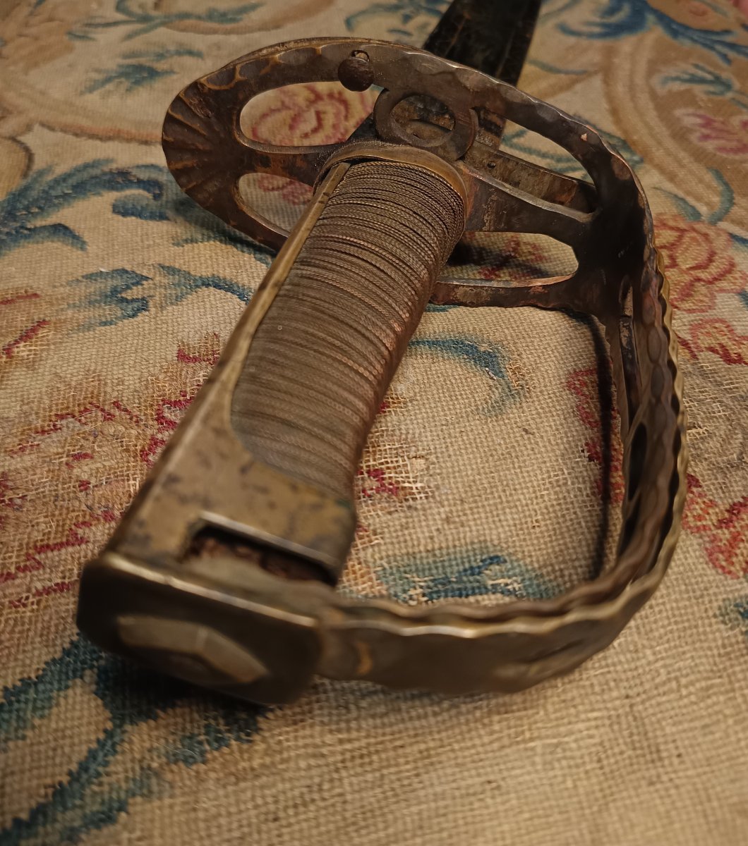 Rare Officer's Saber With A Twisted Hilt From The Late Reign Of Louis XVI, Featuring A Royalist Emblem-photo-1