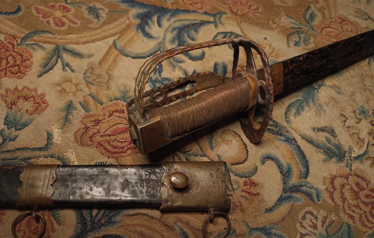 Rare Officer's Saber With A Twisted Hilt From The Late Reign Of Louis XVI, Featuring A Royalist Emblem-photo-6