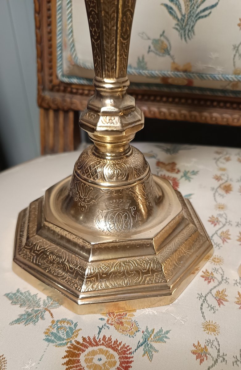 Pair Of Louis XIV- Or Regency-period Candlesticks, Monogrammed Beneath A Count's Crown-photo-3
