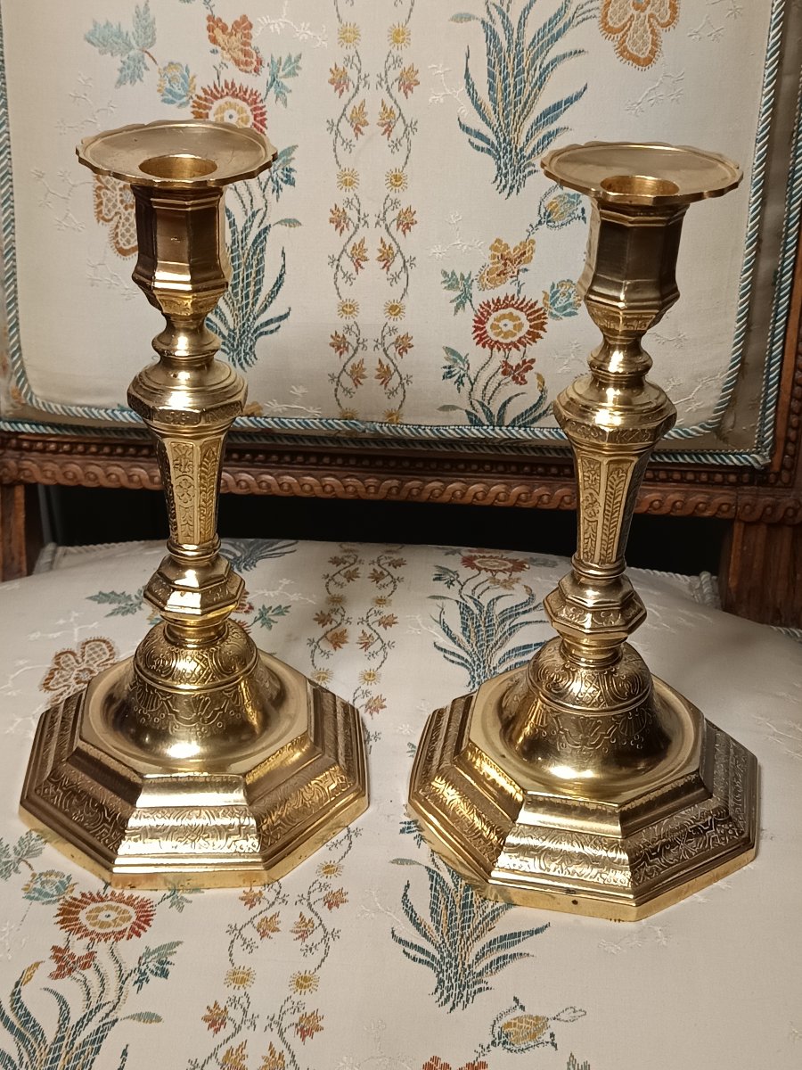 Pair Of Louis XIV- Or Regency-period Candlesticks, Monogrammed Beneath A Count's Crown-photo-5