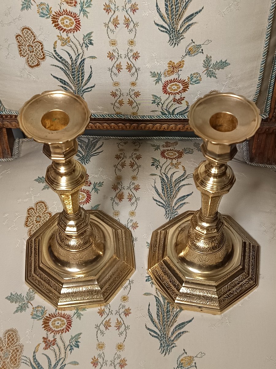 Pair Of Louis XIV- Or Regency-period Candlesticks, Monogrammed Beneath A Count's Crown-photo-8