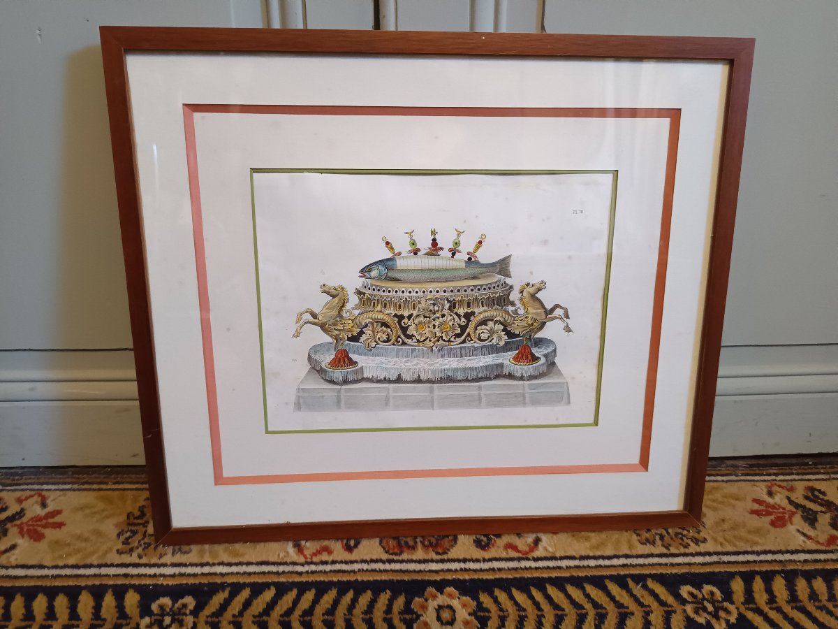 Set Of Framed Engravings Titled Classic Cuisine By Urbain Dubois-photo-3