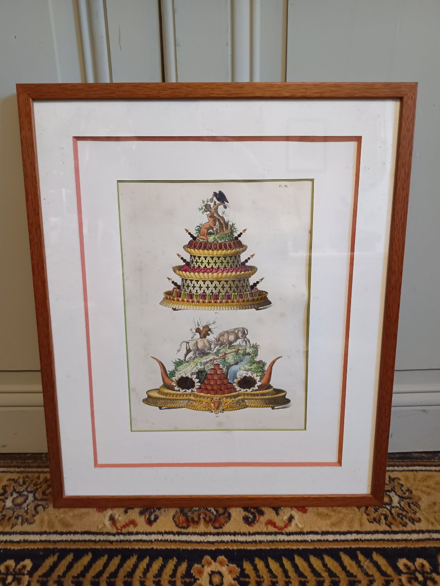 Set Of Framed Engravings Titled Classic Cuisine By Urbain Dubois-photo-3