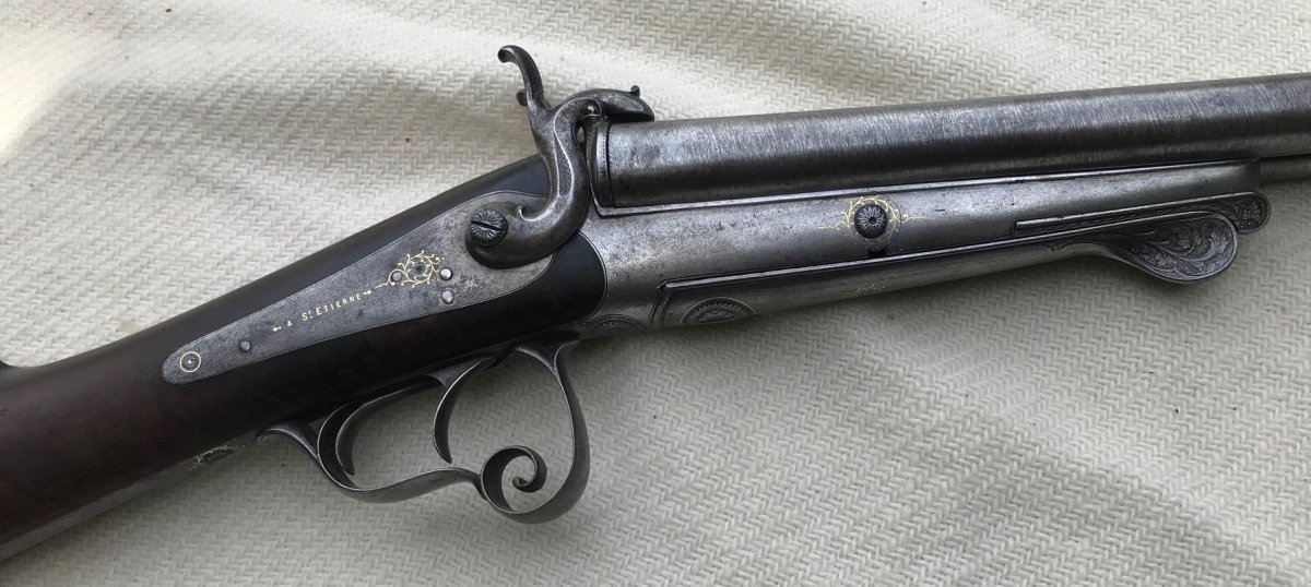 Rare Fusil de chasse d'Enfant De Luxe Signé Pondevaux à Saint Etienne - Calibre 24 à Broche-photo-3
