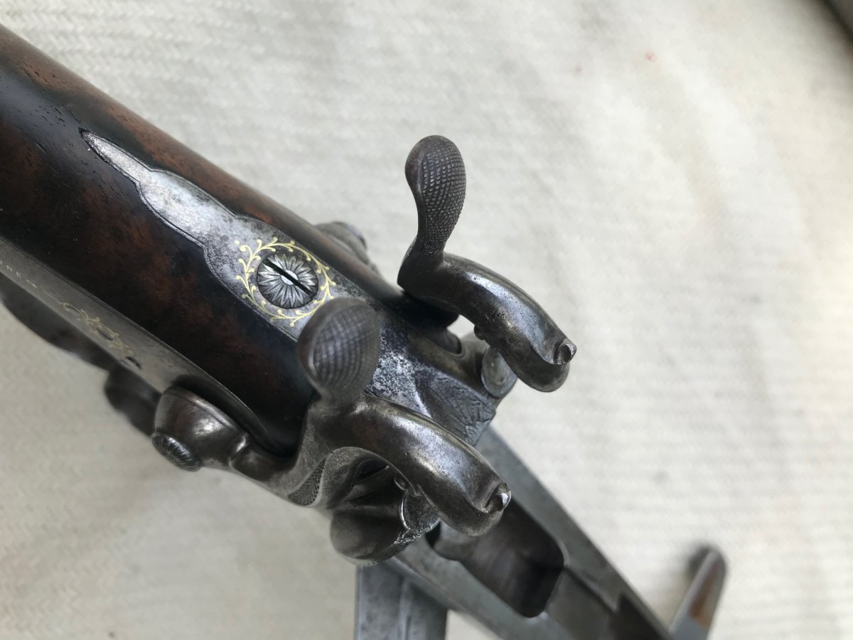 Rare Fusil de chasse d'Enfant De Luxe Signé Pondevaux à Saint Etienne - Calibre 24 à Broche-photo-4