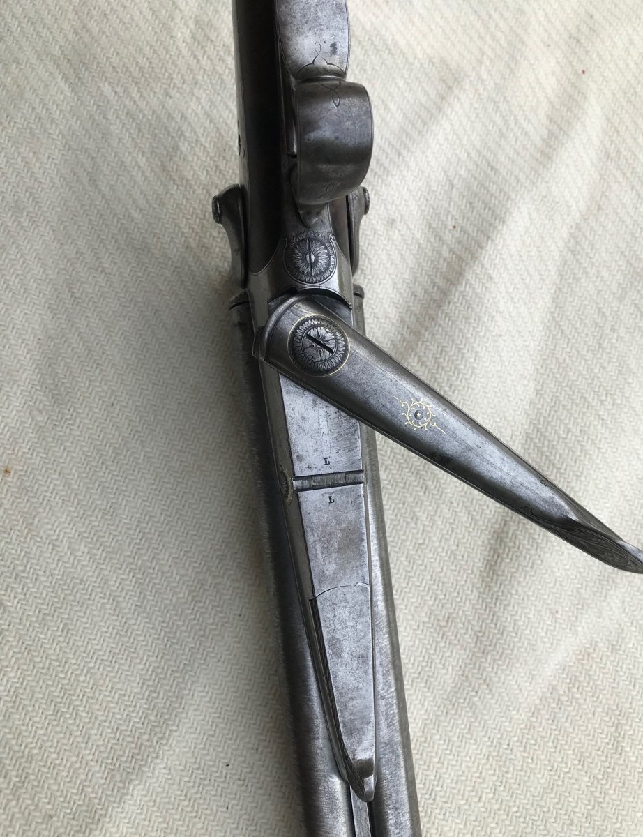 Rare Fusil de chasse d'Enfant De Luxe Signé Pondevaux à Saint Etienne - Calibre 24 à Broche-photo-3