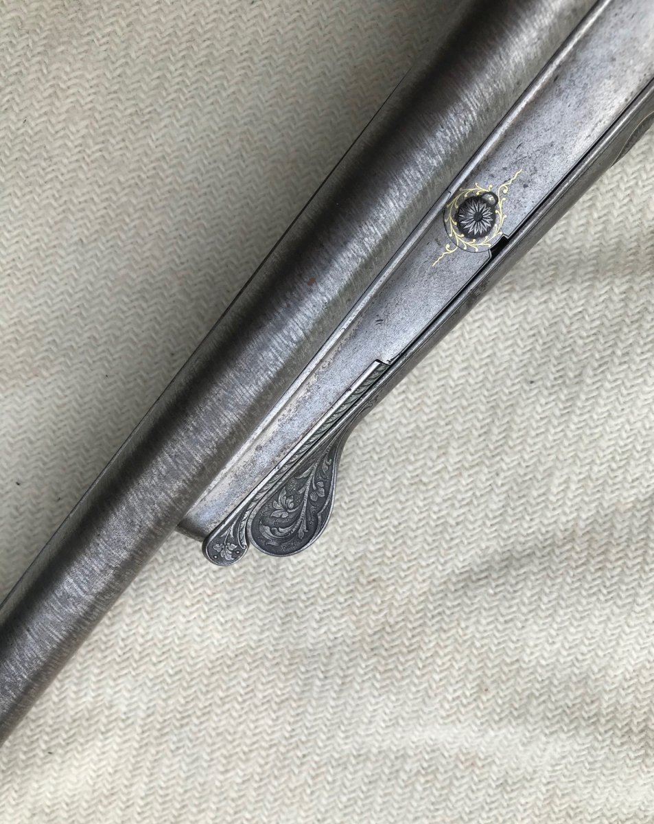 Rare Fusil de chasse d'Enfant De Luxe Signé Pondevaux à Saint Etienne - Calibre 24 à Broche-photo-4