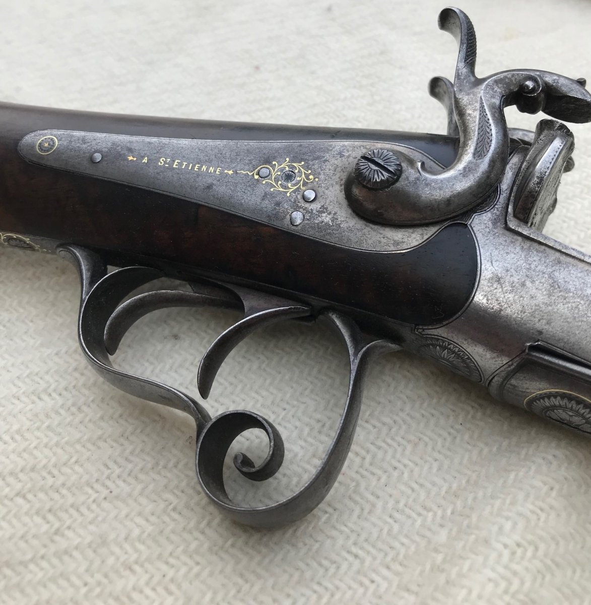 Rare Fusil de chasse d'Enfant De Luxe Signé Pondevaux à Saint Etienne - Calibre 24 à Broche-photo-7