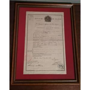 Certificat d'Un Voltigeur Du 2ème Régiment d'Infanterie De La Garde Royale Daté 1828