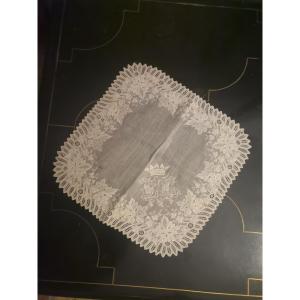 Monogrammed Bridal Handkerchief Under Marquis Crown Second Empire Period