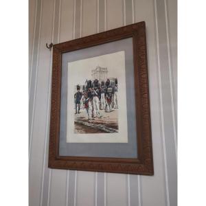 Drawing Of A Grenadier Regiment Of The Royal Guard Restoration Signed Pierre Albert Leroux