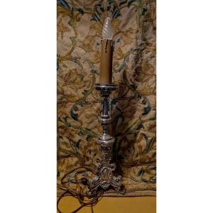 Baroque Candlestick, Louis XIV Period In Silver Copper