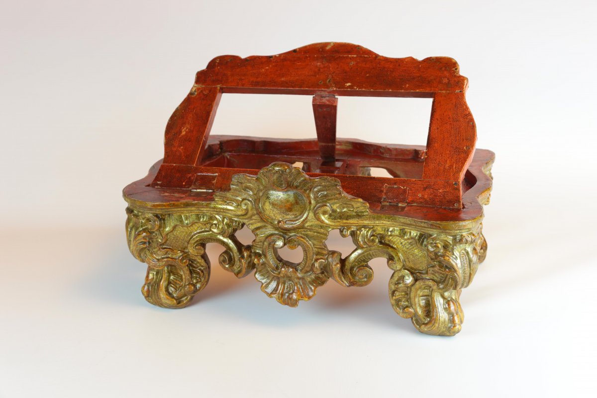 Baroque Table Lectern In Richly Carved And Gilded Wood. Turin, Around 1730-1740.-photo-4