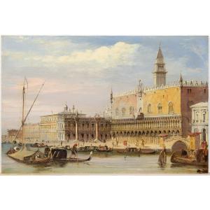 "vue De La Place Saint-marc Depuis La Mer" - "vue Sur Le Canalgrande Et Le Piccolo San Simone"