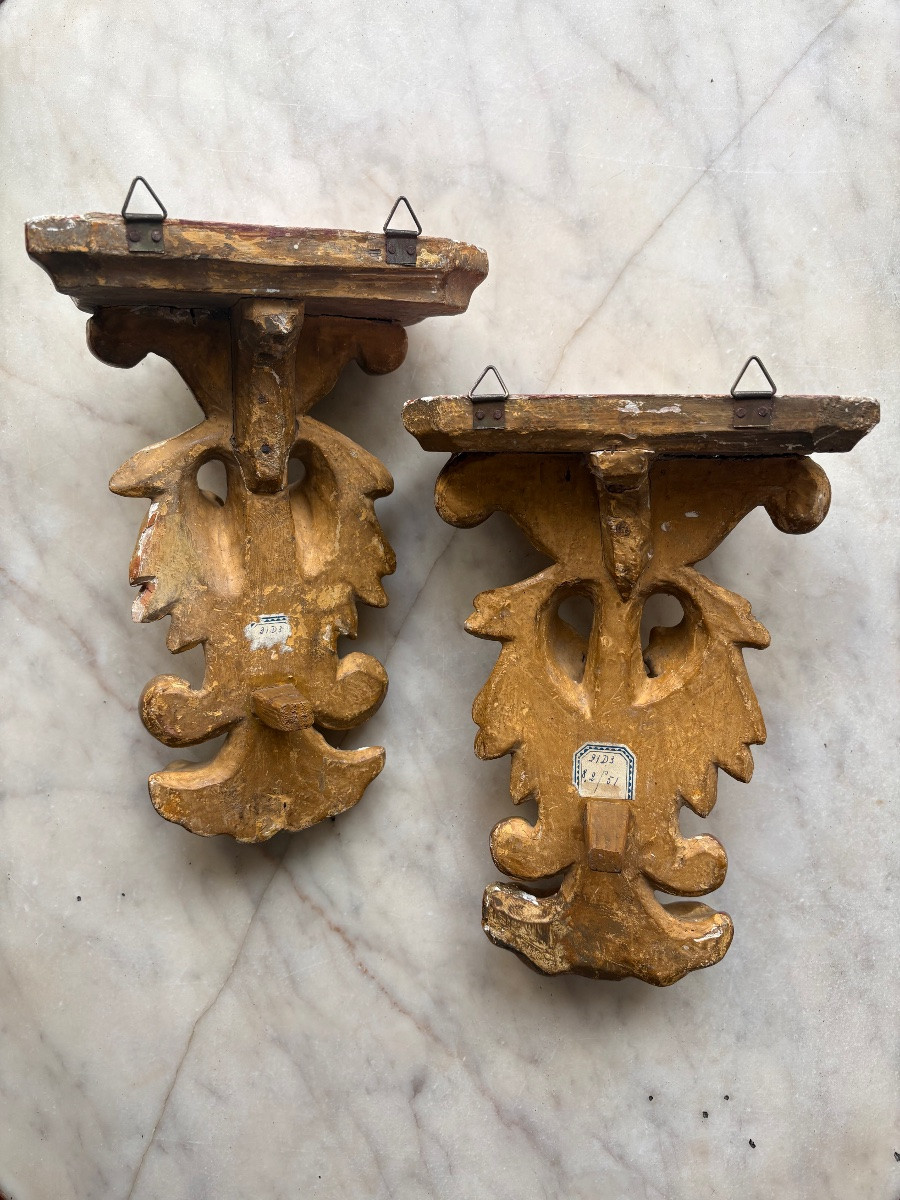 Pair Of Gilded Wooden Console Tables -photo-1