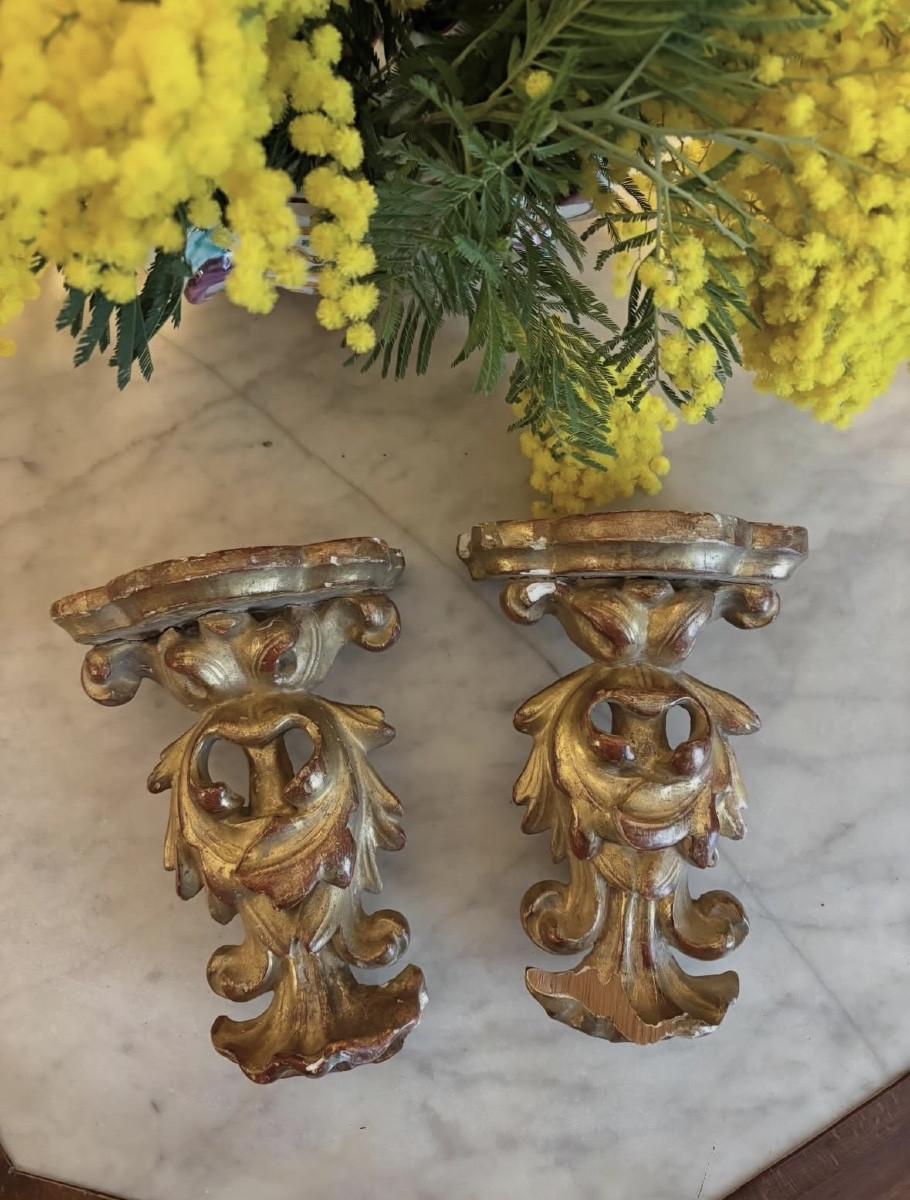 Pair Of Gilded Wooden Console Tables 