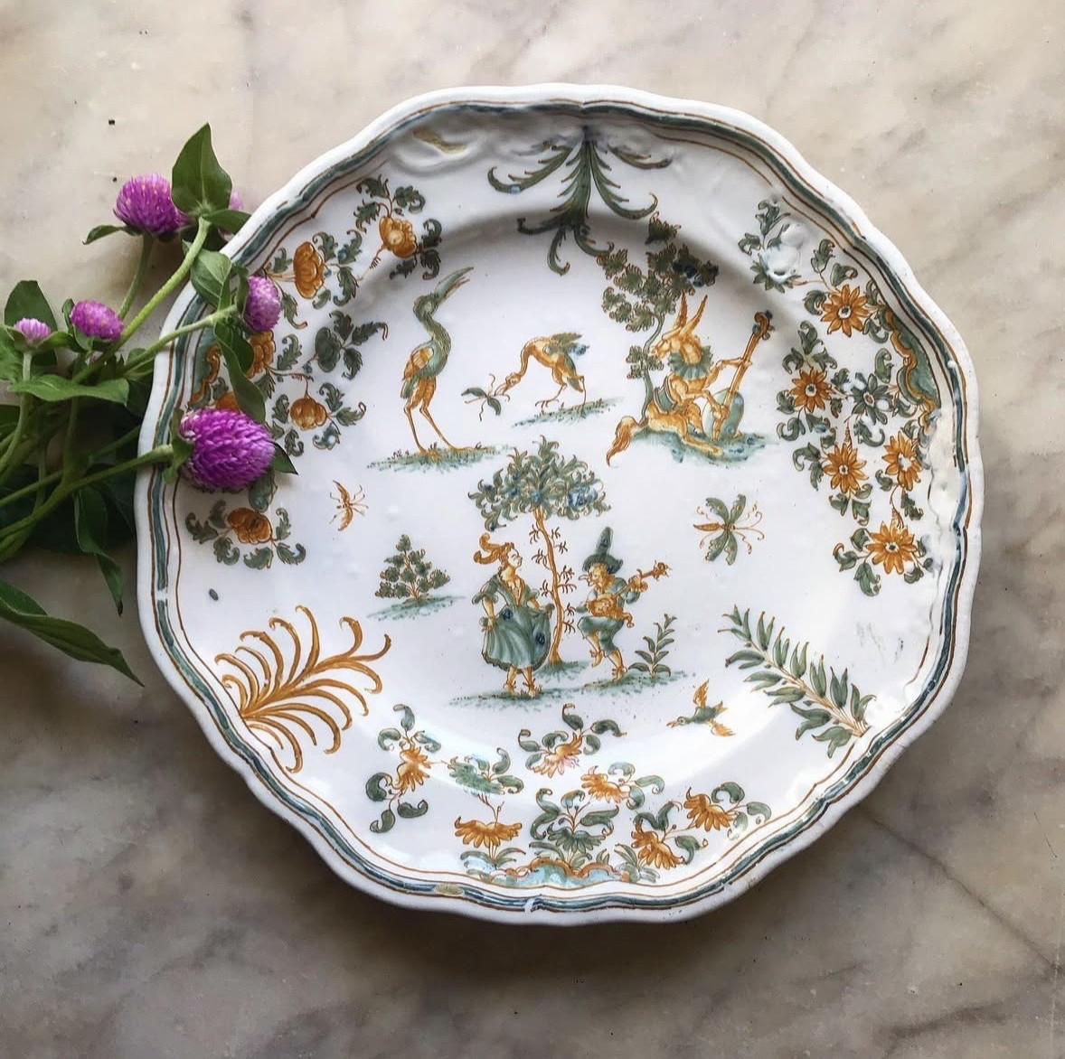 Earthenware Plate From Moustiers With Grotesques 