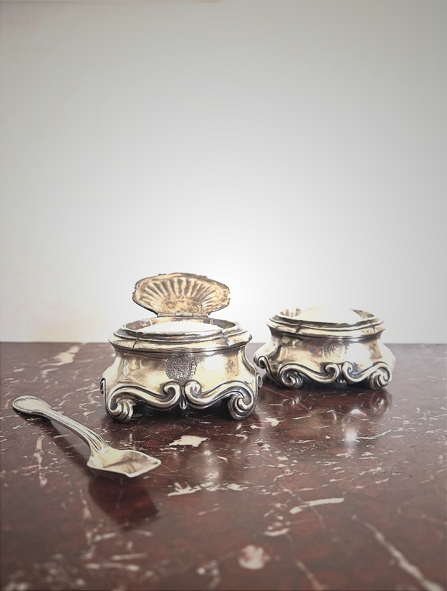 Pair Of Silver Salt Cellars From Avignon -photo-3