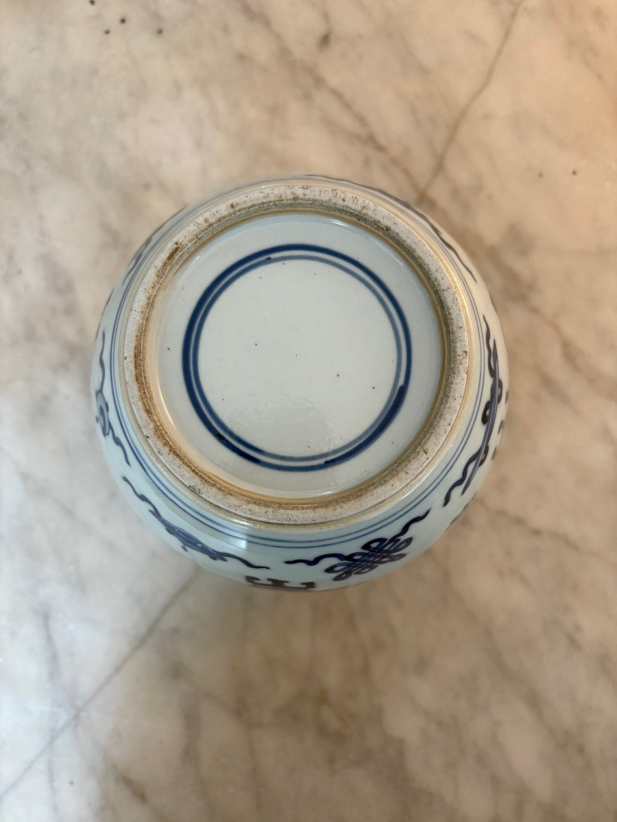 Pot à gingembre en porcelaine blanc et bleu d’époque Kangxi-photo-2