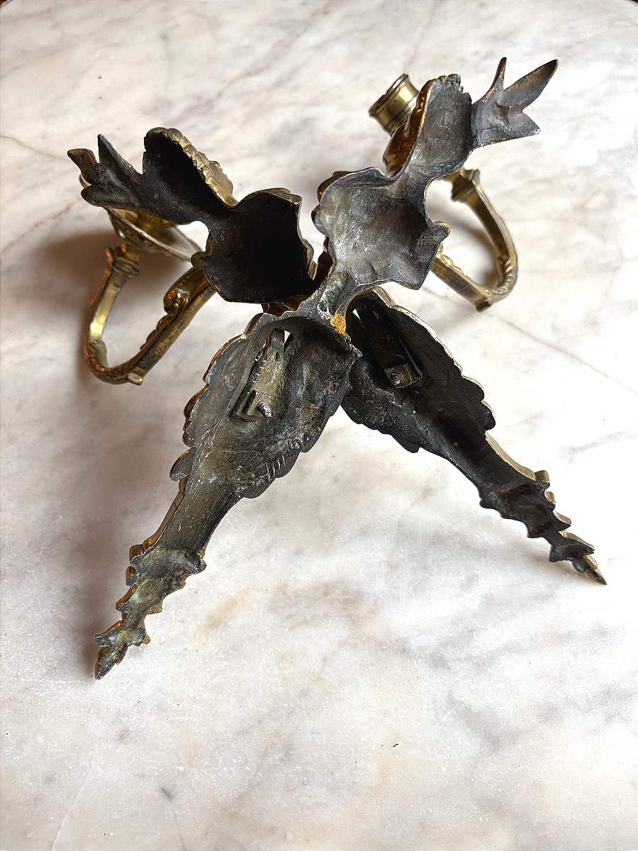 Pair Of Gilt Bronze Wall Sconces Depicting Flora-photo-4