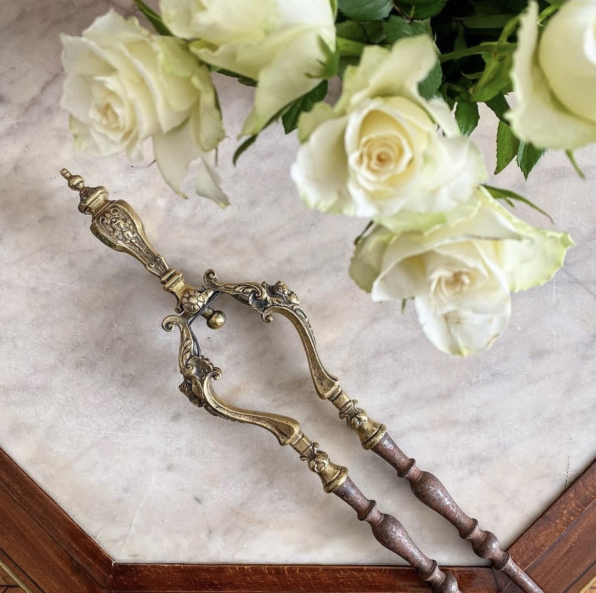 Pince à feu à décor de marmousets 