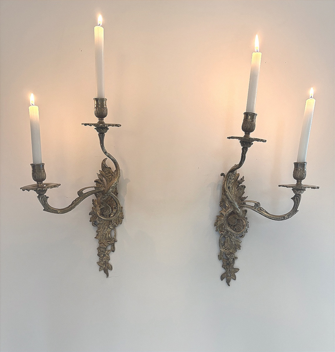Pair Of Two-arm Wall Lights 