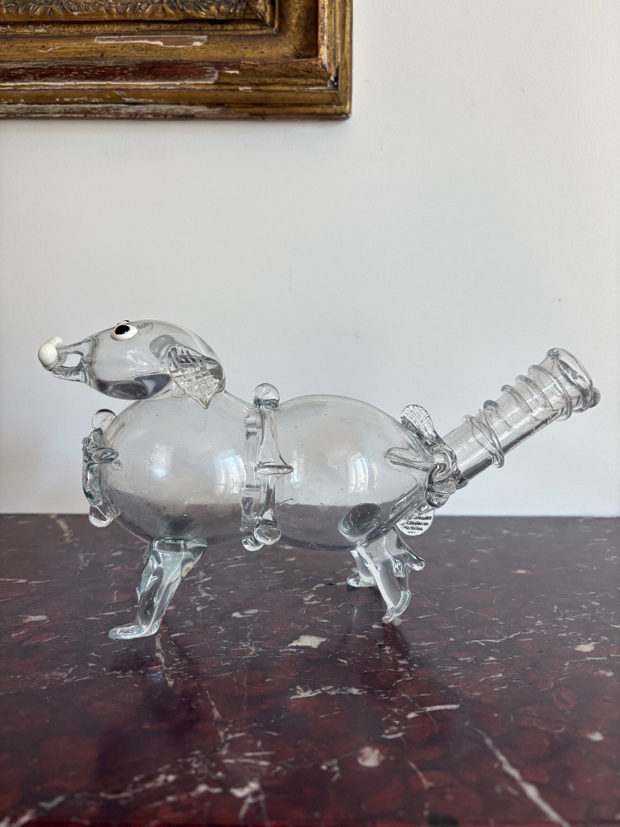 Schnapshund - Flacon en verre soufflé zoomorphe -photo-2