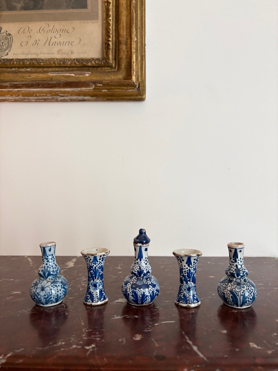 Set Of Miniature Delftware Vases