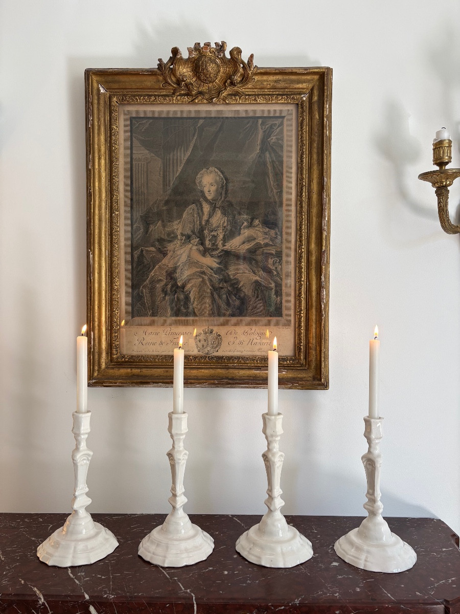 Suite Of Four White Earthenware Torches