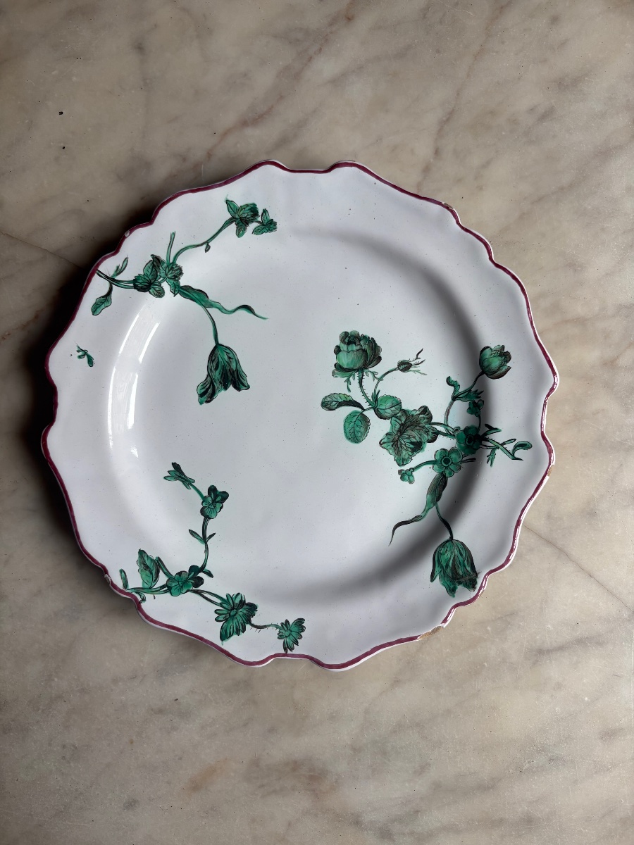 Paire d’assiettes en faïence de Marseille, par la manufacture de la Veuve Perrin-photo-2