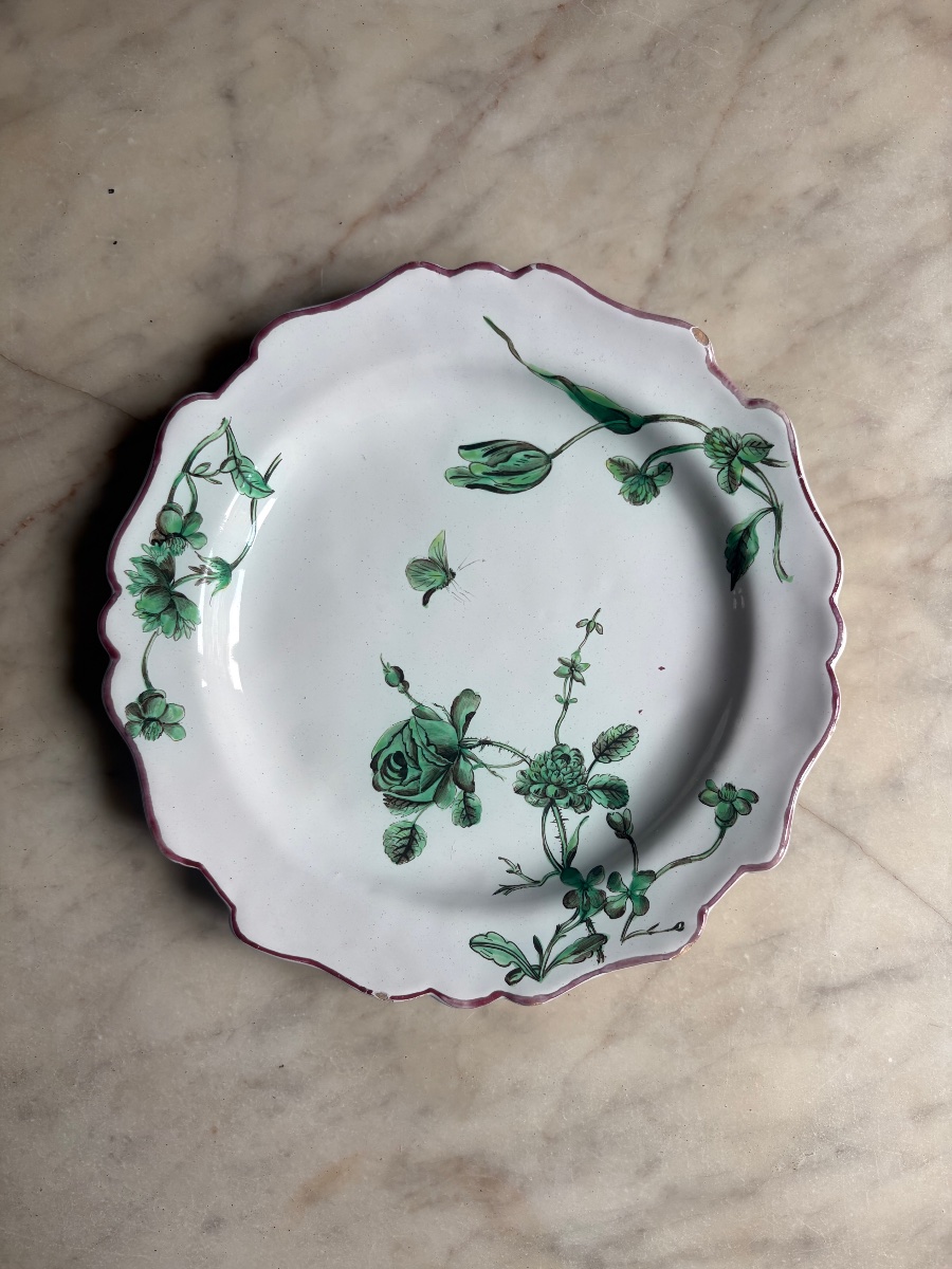 Paire d’assiettes en faïence de Marseille, par la manufacture de la Veuve Perrin-photo-3