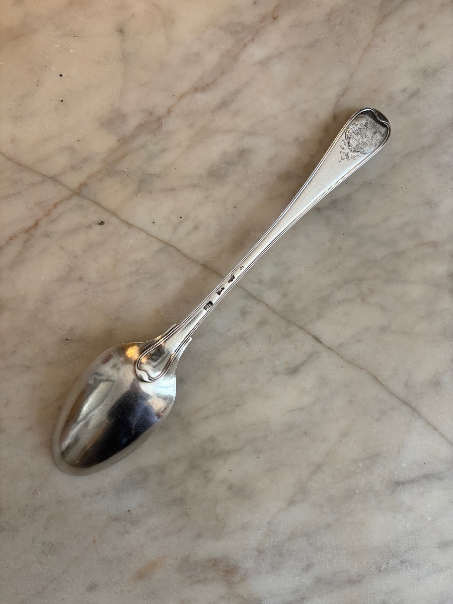 Silver Stew Spoon, Montpellier (1756–1757), Silversmith Pierre Miston