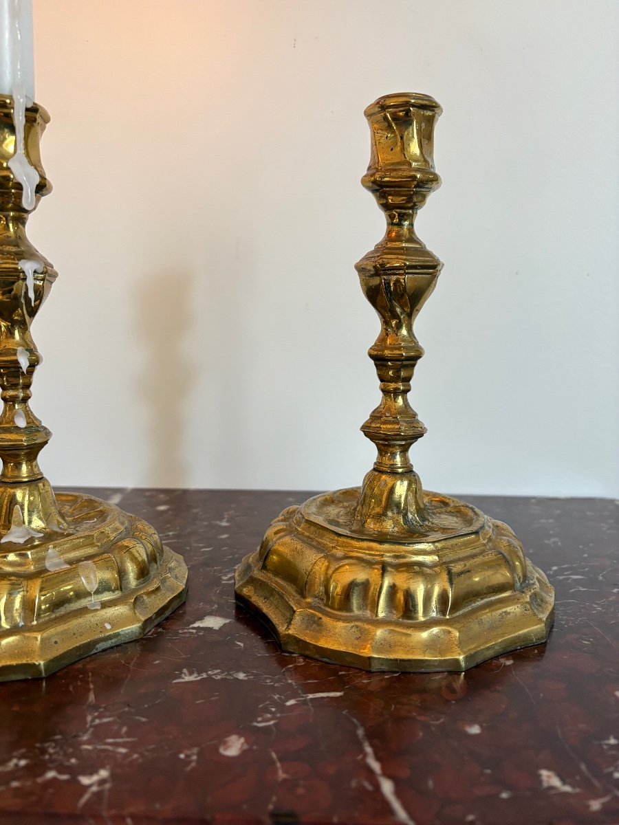 Pair Of Danish Bronze Candlesticks From The Mid-18th Century -photo-4