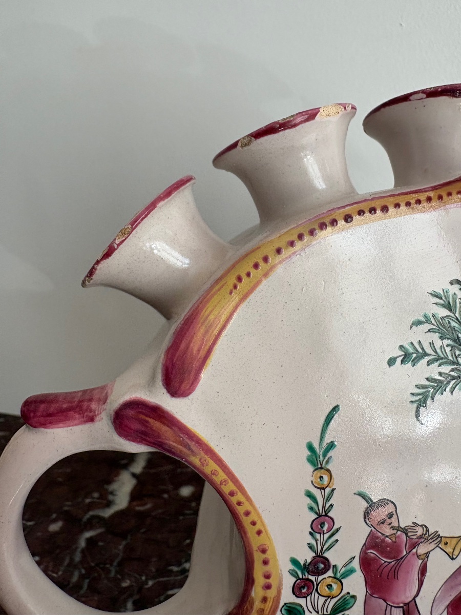 Moustiers Earthenware Flower Vase, Ferrat Manufactory -photo-3