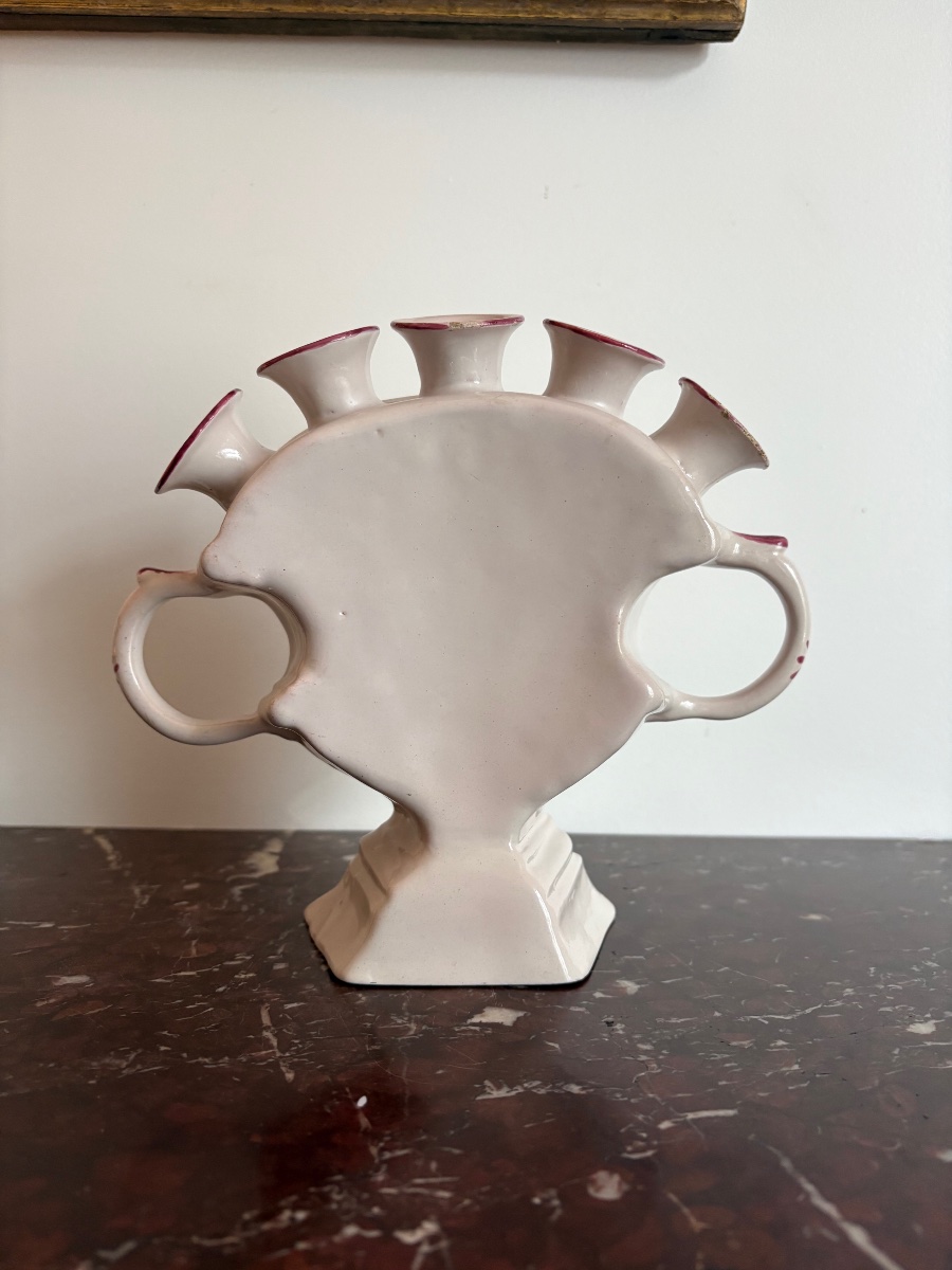 Moustiers Earthenware Flower Vase, Ferrat Manufactory -photo-4
