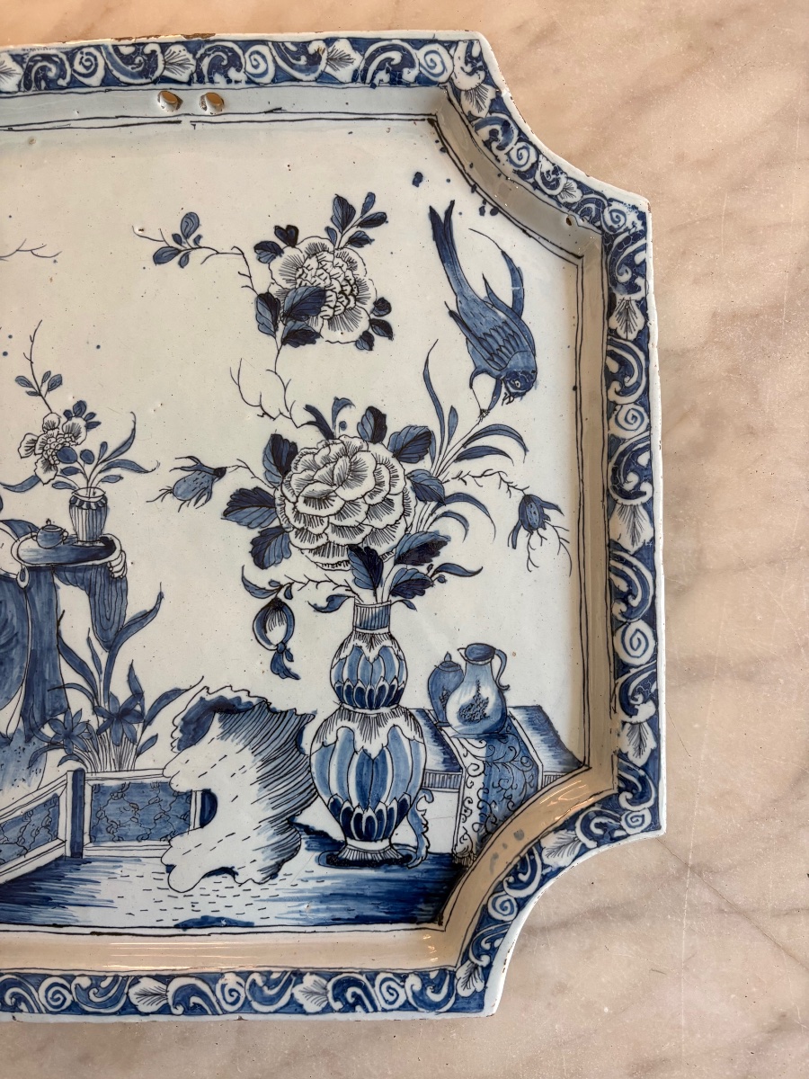 18th-century Delft Earthenware Plate With A Chinoiserie Design.-photo-3