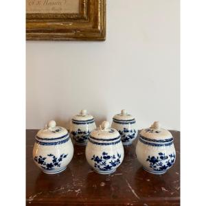 Set Of Five Soft-paste Porcelain Juice Jugs From Tournai