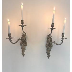 Pair Of Two-arm Wall Lights 