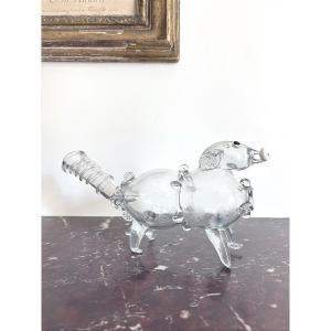 Schnapshund - Flacon en verre soufflé zoomorphe 