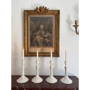 Suite Of Four White Earthenware Torches