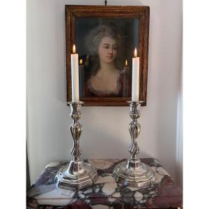 Pair Of "king's Model" Candlesticks