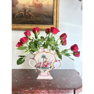 Moustiers Earthenware Flower Vase, Ferrat Manufactory