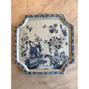 18th-century Delft Earthenware Plate With A Chinoiserie Design.