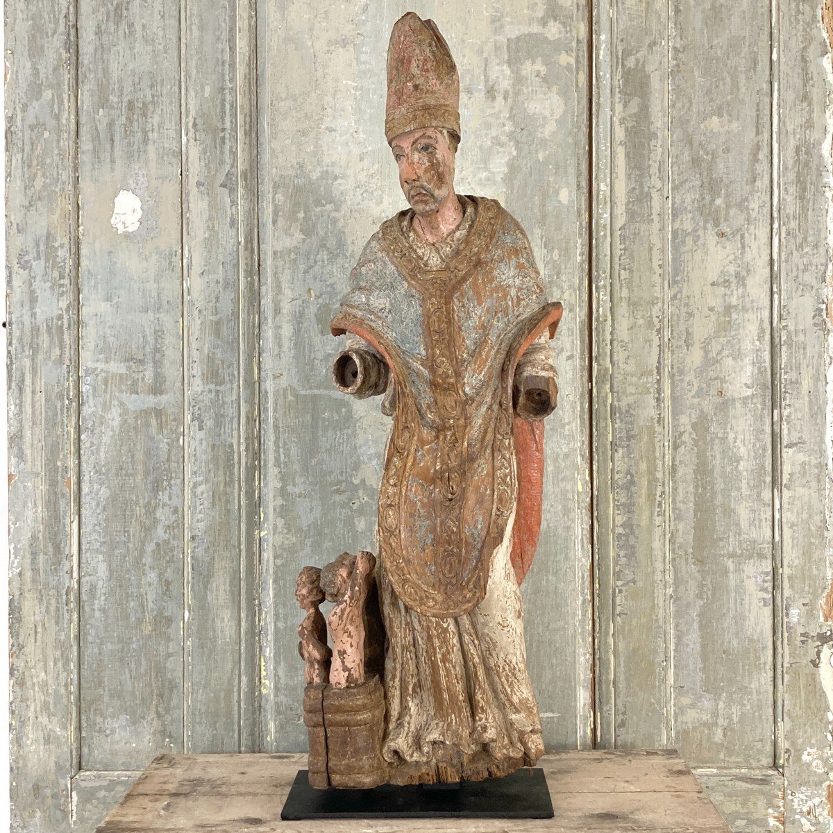 Bois sculpté polychrome XVII-photo-8