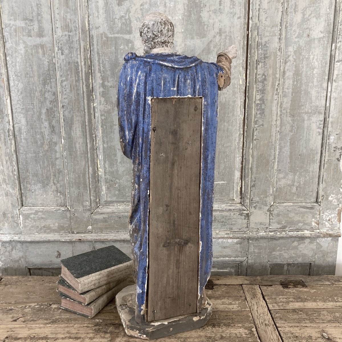 Saint en bois sculpté polychrome XVIII-photo-2