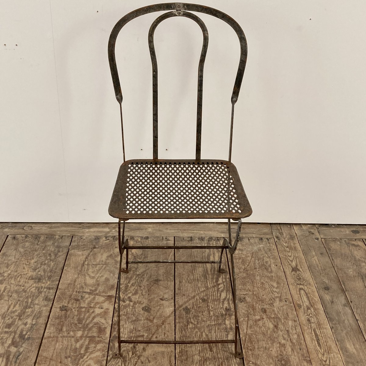 Set Of 8 Riveted Wrought Iron Chairs From The 19th Century-photo-4