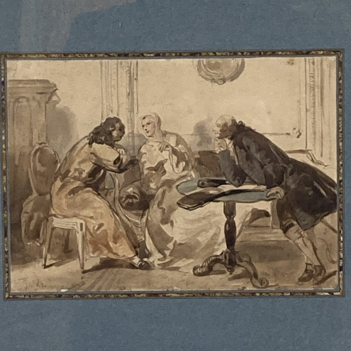 "La lecture" Aquarelle signée David BLES-photo-1